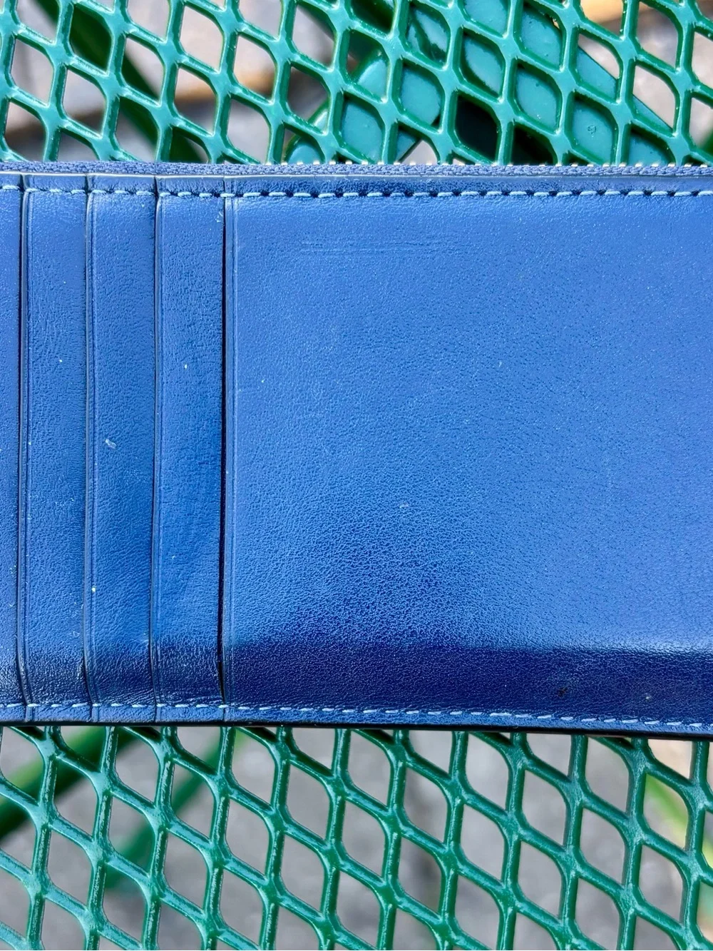 COACH Blue Leather Card Wallet with Zip
